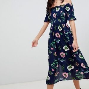 Brave Soul Lavender Off Shoulder Midi Dress